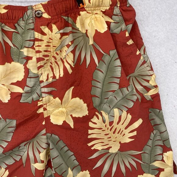 Tommy Bahama Shorts Mens Size XL Orange Floral Swim Trunks Mesh Lining Travel - Picture 14 of 14